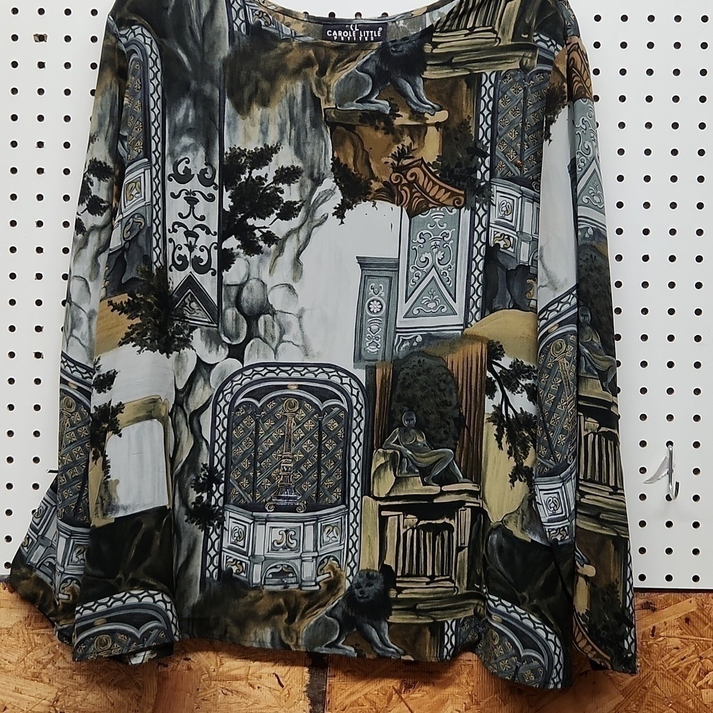 Carole Litttle petites size 14 100% silk vintage long sleeve blouse